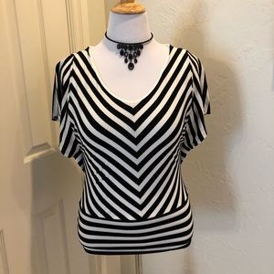 White House Black Market Black/White V-neck Blouse